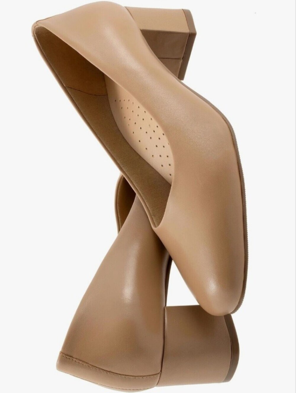 Trotters Women's Tan Low Block Heel Pumps